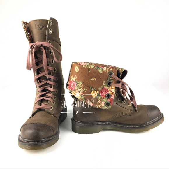 Dr. Martens Shoes - Dr Martens Triumph Brown Floral Fold Over Boot 10